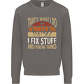 I Fix Stuff Funny Electrician Sparky Mechanic Mens Sweatshirt Jumper Charcoal