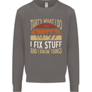 I Fix Stuff Funny Electrician Sparky Mechanic Mens Sweatshirt Jumper Charcoal