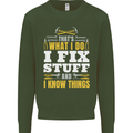 I Fix Stuff Funny Electrician Sparky Mechanic Mens Sweatshirt Jumper Forest Green