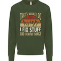 I Fix Stuff Funny Electrician Sparky Mechanic Mens Sweatshirt Jumper Forest Green
