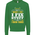 I Fix Stuff Funny Electrician Sparky Mechanic Mens Sweatshirt Jumper Irish Green