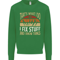 I Fix Stuff Funny Electrician Sparky Mechanic Mens Sweatshirt Jumper Irish Green