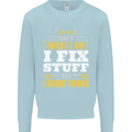 I Fix Stuff Funny Electrician Sparky Mechanic Mens Sweatshirt Jumper Light Blue