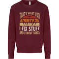 I Fix Stuff Funny Electrician Sparky Mechanic Mens Sweatshirt Jumper Maroon