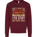 I Fix Stuff Funny Electrician Sparky Mechanic Mens Sweatshirt Jumper Maroon