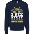 I Fix Stuff Funny Electrician Sparky Mechanic Mens Sweatshirt Jumper Navy Blue