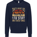 I Fix Stuff Funny Electrician Sparky Mechanic Mens Sweatshirt Jumper Navy Blue
