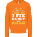 I Fix Stuff Funny Electrician Sparky Mechanic Mens Sweatshirt Jumper Orange