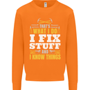 I Fix Stuff Funny Electrician Sparky Mechanic Mens Sweatshirt Jumper Orange