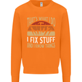 I Fix Stuff Funny Electrician Sparky Mechanic Mens Sweatshirt Jumper Orange