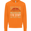 I Fix Stuff Funny Electrician Sparky Mechanic Mens Sweatshirt Jumper Orange