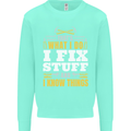 I Fix Stuff Funny Electrician Sparky Mechanic Mens Sweatshirt Jumper Peppermint