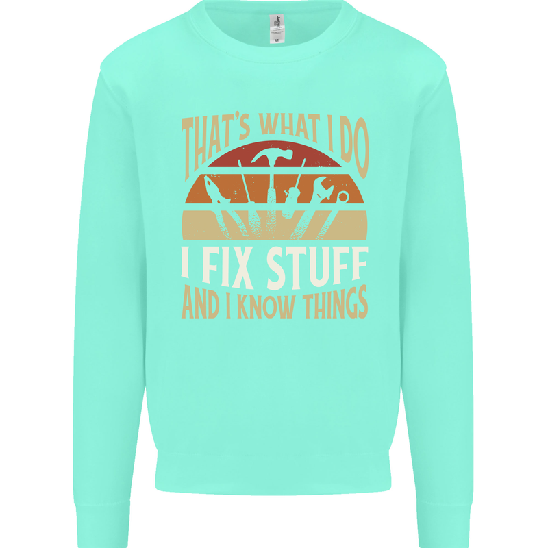 I Fix Stuff Funny Electrician Sparky Mechanic Mens Sweatshirt Jumper Peppermint