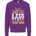 I Fix Stuff Funny Electrician Sparky Mechanic Mens Sweatshirt Jumper Purple