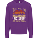 I Fix Stuff Funny Electrician Sparky Mechanic Mens Sweatshirt Jumper Purple