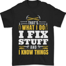 I Fix Stuff Funny Electrician Sparky Mechanic Mens T-Shirt 100% Cotton Black