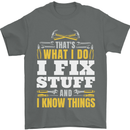 I Fix Stuff Funny Electrician Sparky Mechanic Mens T-Shirt 100% Cotton Charcoal