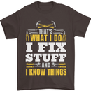 I Fix Stuff Funny Electrician Sparky Mechanic Mens T-Shirt 100% Cotton Dark Chocolate