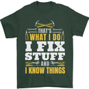 I Fix Stuff Funny Electrician Sparky Mechanic Mens T-Shirt 100% Cotton Forest Green