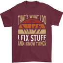 I Fix Stuff Funny Electrician Sparky Mechanic Mens T-Shirt 100% Cotton Maroon