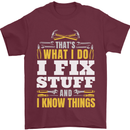 I Fix Stuff Funny Electrician Sparky Mechanic Mens T-Shirt 100% Cotton Maroon