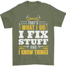I Fix Stuff Funny Electrician Sparky Mechanic Mens T-Shirt 100% Cotton Military Green