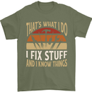 I Fix Stuff Funny Electrician Sparky Mechanic Mens T-Shirt 100% Cotton Military Green