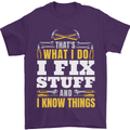 I Fix Stuff Funny Electrician Sparky Mechanic Mens T-Shirt 100% Cotton Purple