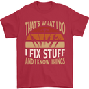I Fix Stuff Funny Electrician Sparky Mechanic Mens T-Shirt 100% Cotton Red