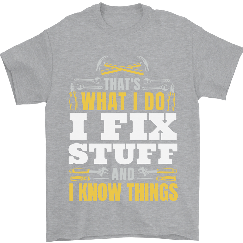 I Fix Stuff Funny Electrician Sparky Mechanic Mens T-Shirt 100% Cotton Sports Grey