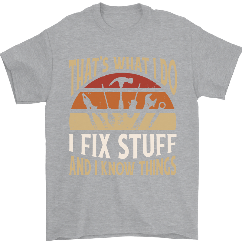 I Fix Stuff Funny Electrician Sparky Mechanic Mens T-Shirt 100% Cotton Sports Grey