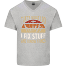 I Fix Stuff Funny Electrician Sparky Mechanic Mens V-Neck Cotton T-Shirt Sports Grey