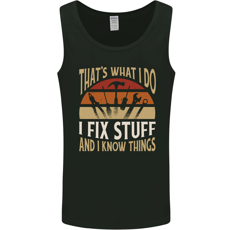 I Fix Stuff Funny Electrician Sparky Mechanic Mens Vest Tank Top Black