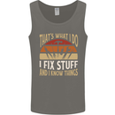 I Fix Stuff Funny Electrician Sparky Mechanic Mens Vest Tank Top Charcoal