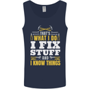 I Fix Stuff Funny Electrician Sparky Mechanic Mens Vest Tank Top Navy Blue
