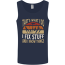 I Fix Stuff Funny Electrician Sparky Mechanic Mens Vest Tank Top Navy Blue