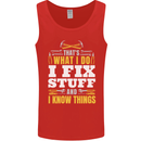 I Fix Stuff Funny Electrician Sparky Mechanic Mens Vest Tank Top Red