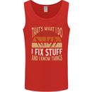I Fix Stuff Funny Electrician Sparky Mechanic Mens Vest Tank Top Red