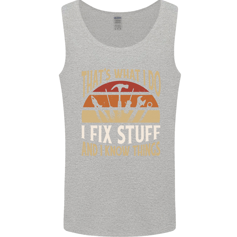 I Fix Stuff Funny Electrician Sparky Mechanic Mens Vest Tank Top Sports Grey