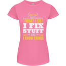 I Fix Stuff Funny Electrician Sparky Mechanic Womens Petite Cut T-Shirt Azalea