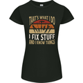 I Fix Stuff Funny Electrician Sparky Mechanic Womens Petite Cut T-Shirt Black