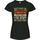 I Fix Stuff Funny Electrician Sparky Mechanic Womens Petite Cut T-Shirt Black