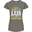 I Fix Stuff Funny Electrician Sparky Mechanic Womens Petite Cut T-Shirt Charcoal