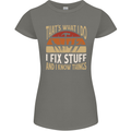 I Fix Stuff Funny Electrician Sparky Mechanic Womens Petite Cut T-Shirt Charcoal