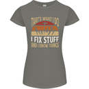 I Fix Stuff Funny Electrician Sparky Mechanic Womens Petite Cut T-Shirt Charcoal