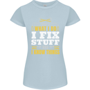 I Fix Stuff Funny Electrician Sparky Mechanic Womens Petite Cut T-Shirt Light Blue