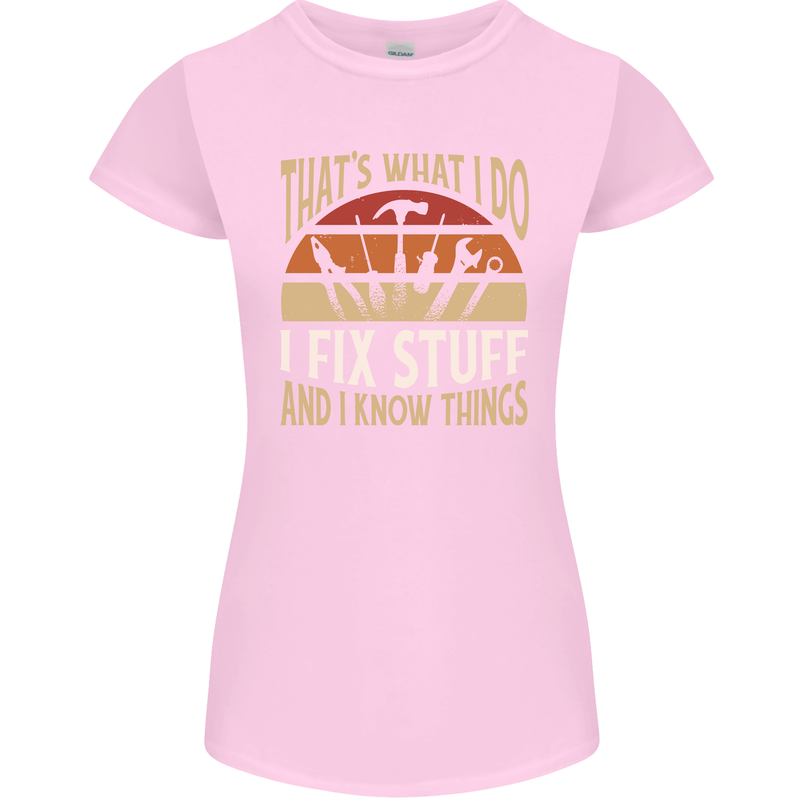 I Fix Stuff Funny Electrician Sparky Mechanic Womens Petite Cut T-Shirt Light Pink