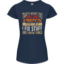 I Fix Stuff Funny Electrician Sparky Mechanic Womens Petite Cut T-Shirt Navy Blue