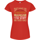 I Fix Stuff Funny Electrician Sparky Mechanic Womens Petite Cut T-Shirt Red