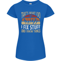 I Fix Stuff Funny Electrician Sparky Mechanic Womens Petite Cut T-Shirt Royal Blue